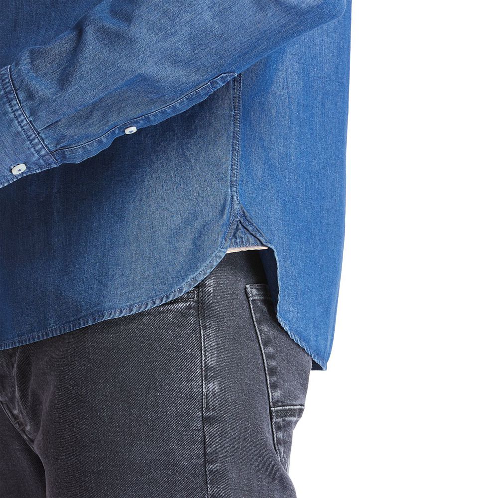 Camisa Masculino - Timberland Mumford River Slim-Fit Chambray - RSVCU8543 - Azuis